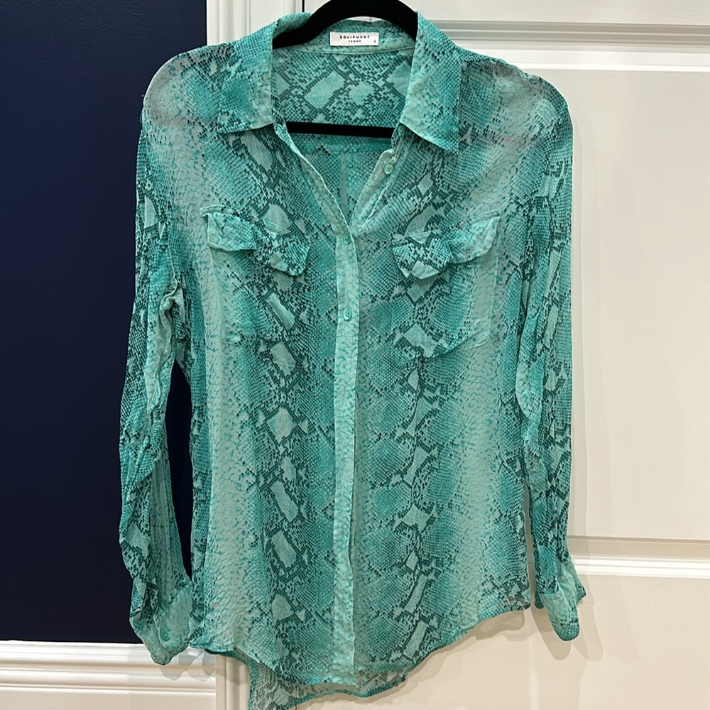 Equipment silk sheer snakeskin blouse